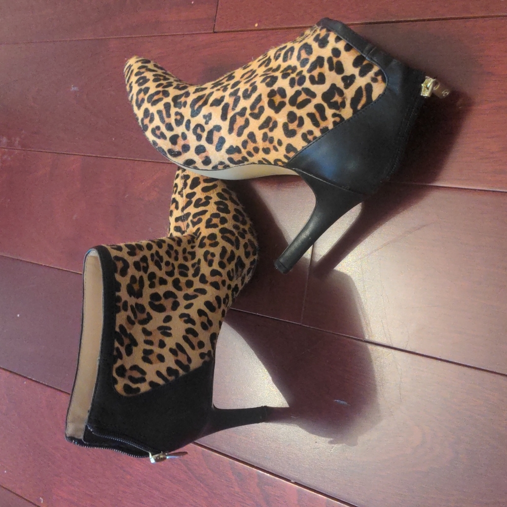 Leopard print booties